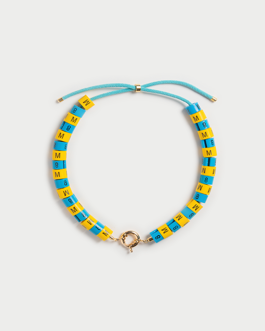 Necklace Apollo in colors yellow and blue inspired by the blue sky bliss