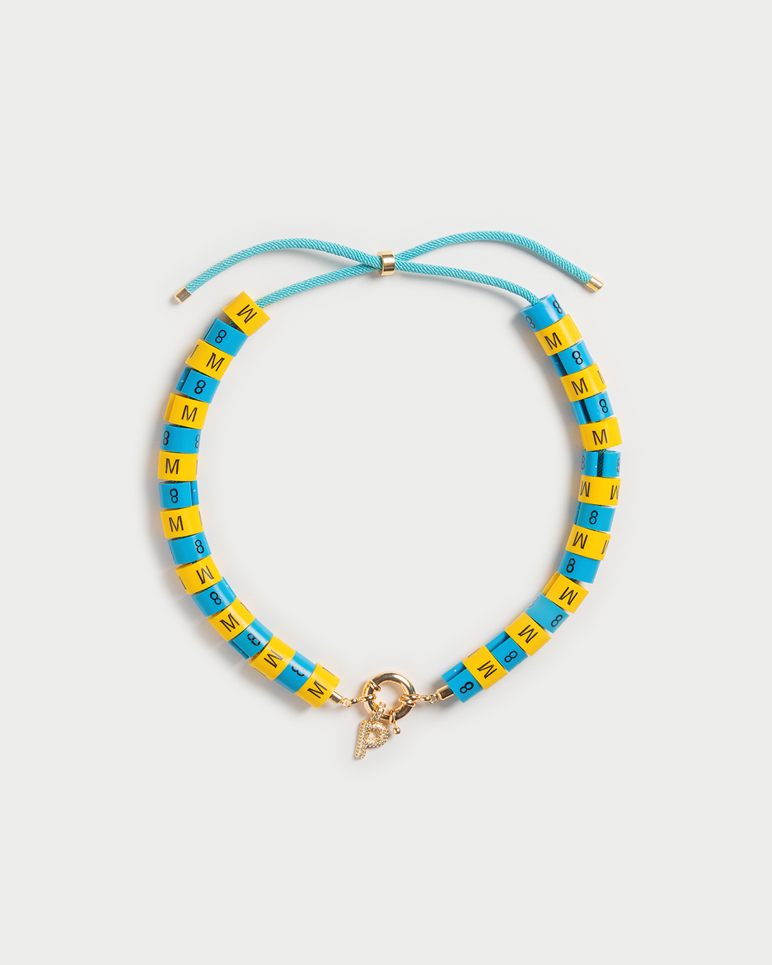 Necklace Apollo with slim pendant in colors yellow and blue inspired by the blue sky bliss
