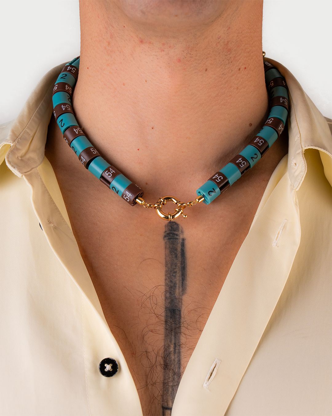 Necklace Era in colors turquoise and brown embody strength with a cool vibe