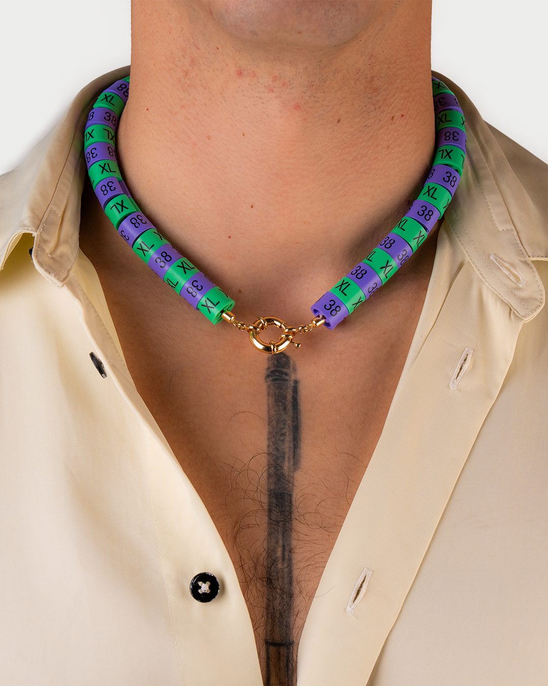 Necklace Inka in colors green and purple - where the ocean meets wild nature