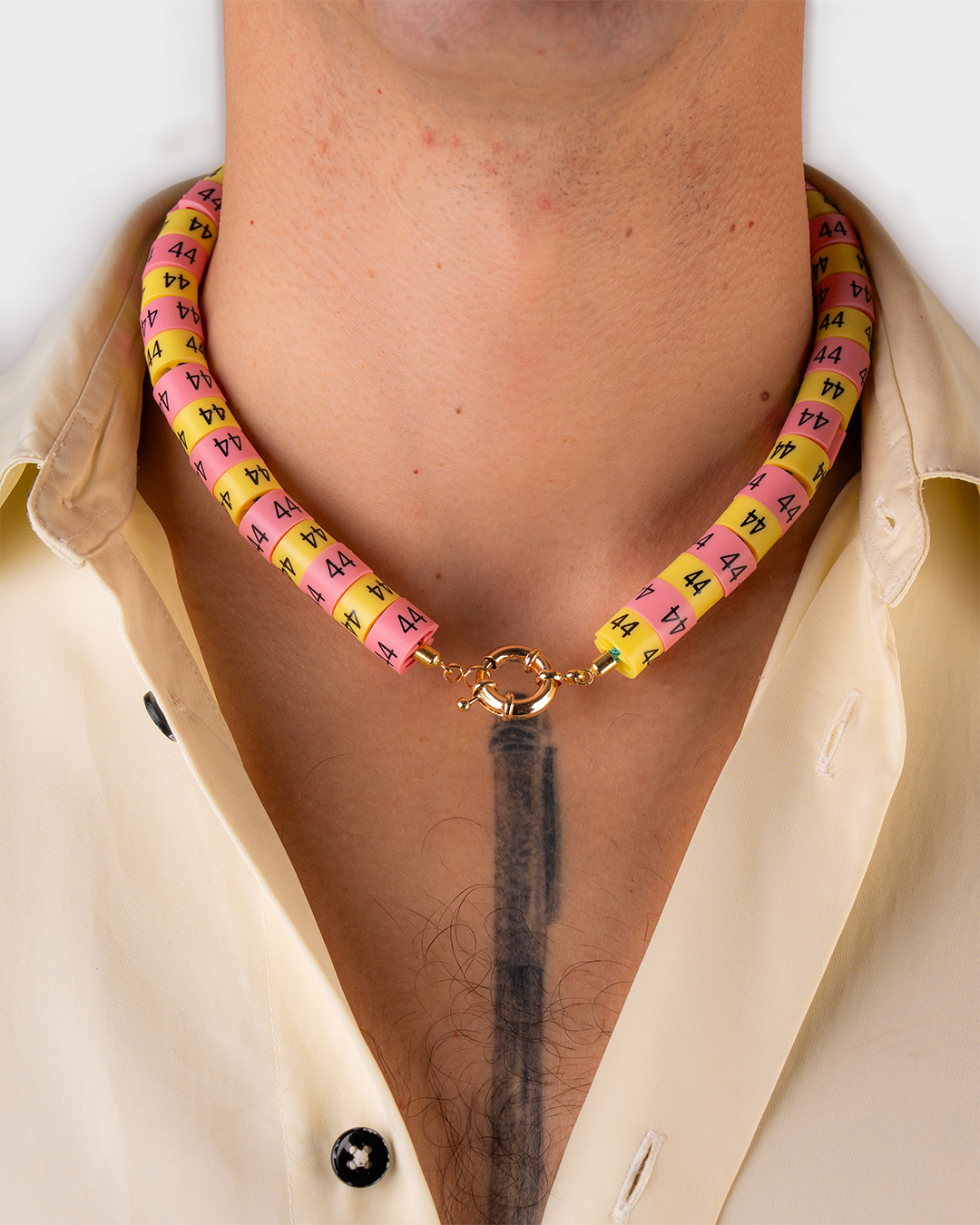 Necklace Luma in colors yellow and pink inspired by the sun 