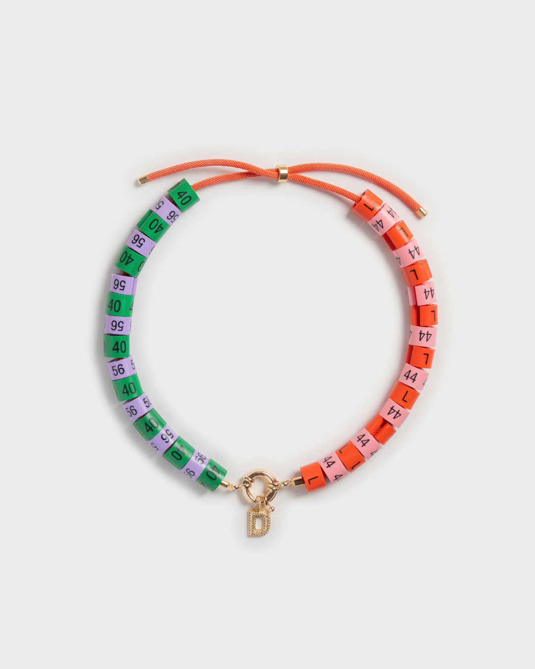 Necklace Nike - the eccentric - dual colored: pink and red, lilac and dark green with slim pendant