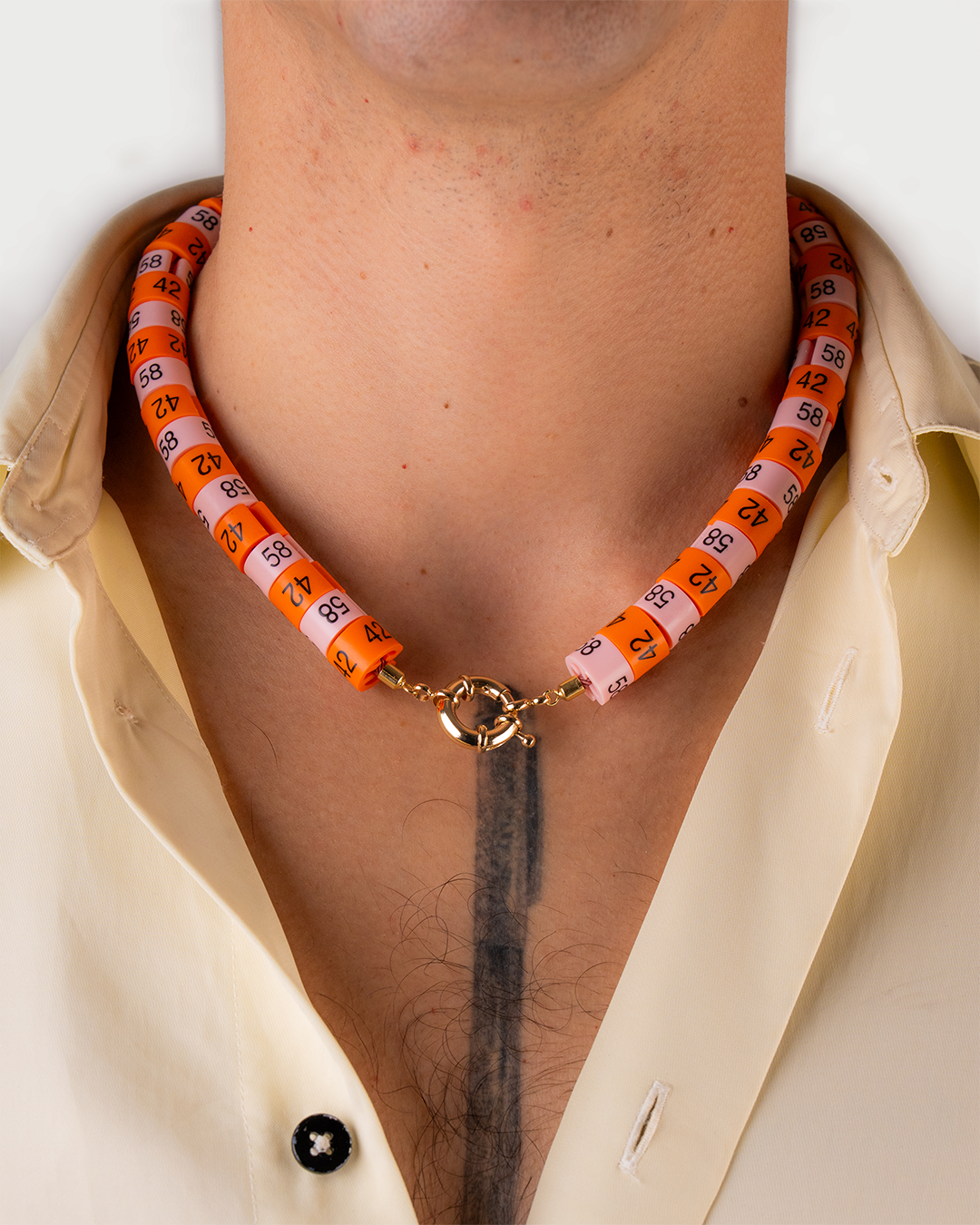Necklace Soraya in colors orange and baby pink inspired by the sunset