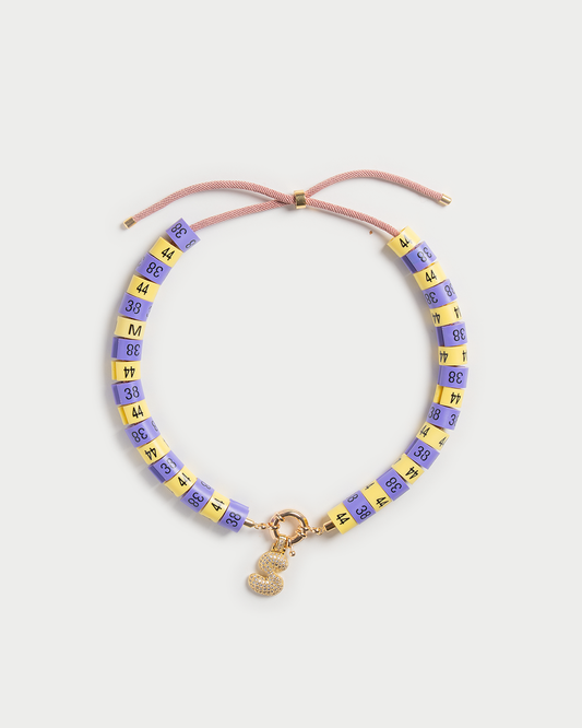 Necklace Zora whit bold pendant in colors yellow butter and purple inspired by the sun-kissed ocean horizons